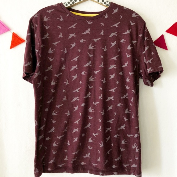 denim and flower bird shirt